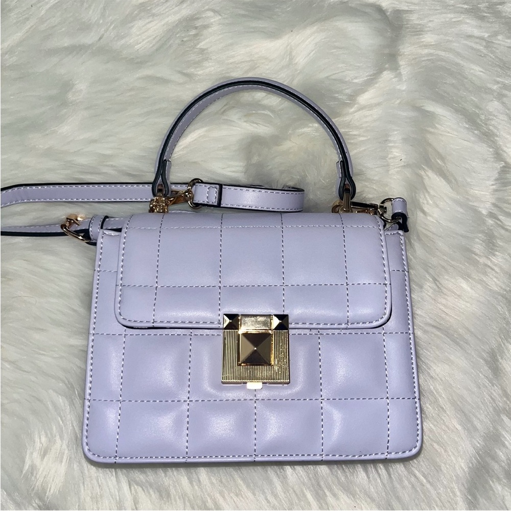Aldo Lavender Quilted Crossbody Satchel with Gold Hardware